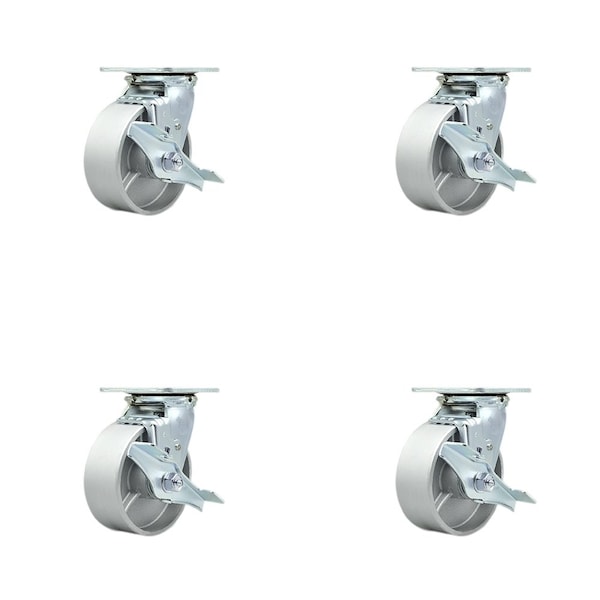 Tool Box Caster Wheel Set 5'' Semi Steel Cast Iron Swivel Casters, 4PK